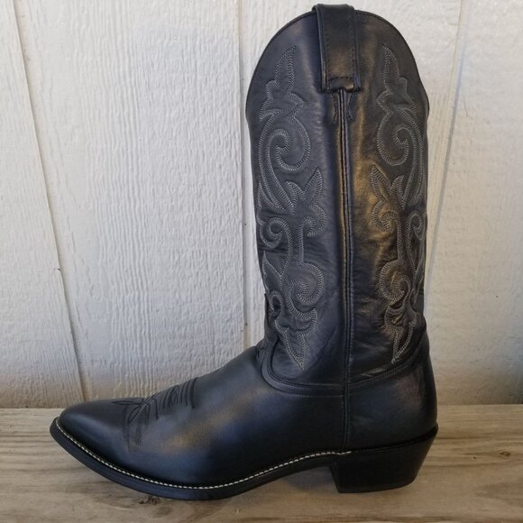 Justin Buck London Calfskin Mens Black Leather Western Boots 13 D 1408 - Picture 9 of 13